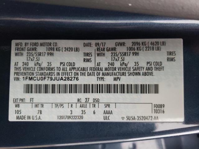 Photo 10 from auction – 2018 FORD ESCAPE S with VIN 1FMCU0F79JUA28276