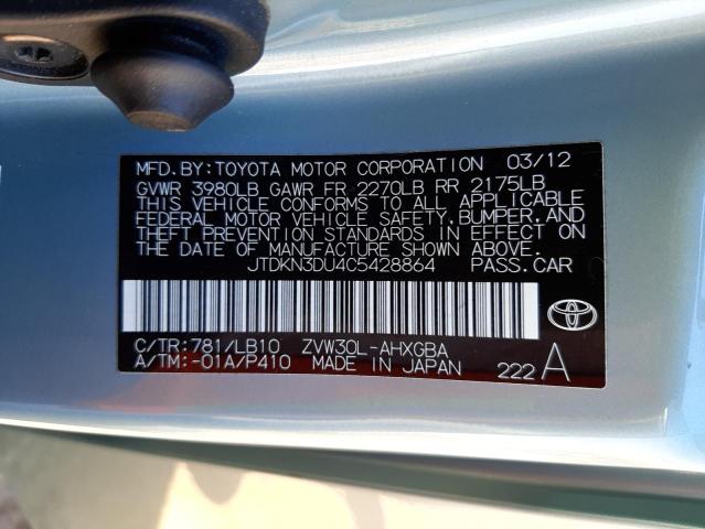 Foto 10 de la subasta – 2012 TOYOTA PRIUS con VIN JTDKN3DU4C5428864