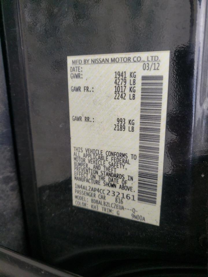Фото 10 с аукциона – 2012 NISSAN ALTIMA BAS с VIN 1N4AL2AP4CC232161