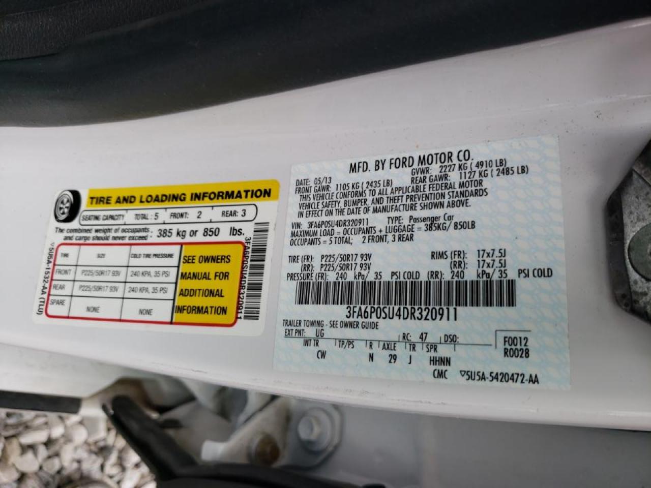 Photo 10 from auction – 2013 FORD FUSION TIT with VIN 3FA6P0SU4DR320911