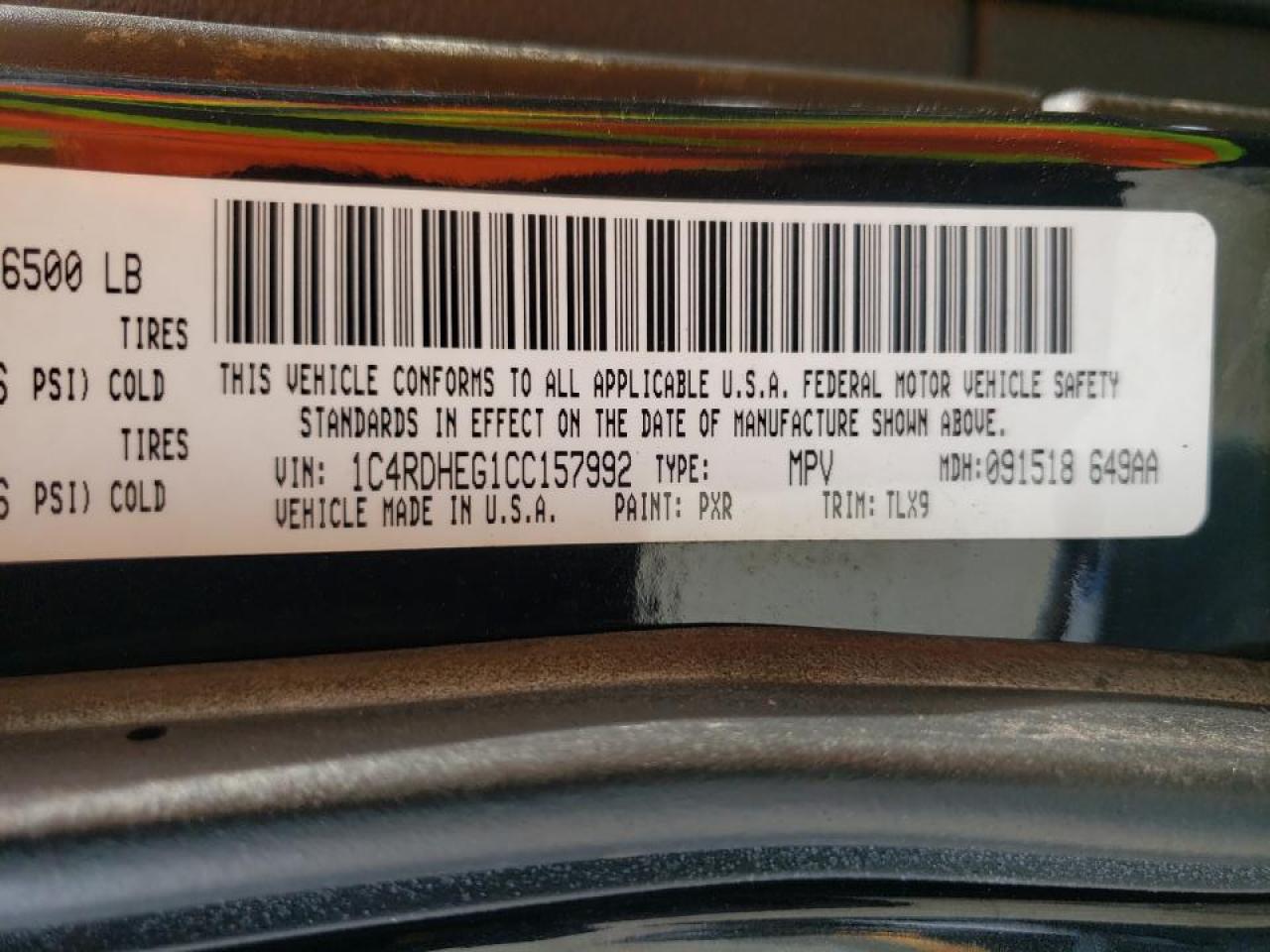 Photo 10 from auction – 2012 DODGE DURANGO CI with VIN 1C4RDHEG1CC157992