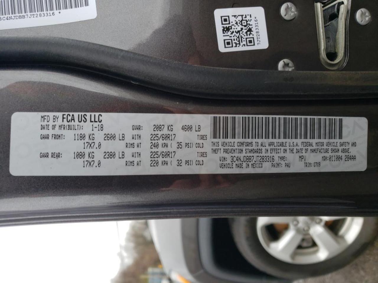 Photo 10 from auction – 2018 JEEP COMPASS LA with VIN 3C4NJDBB7JT283316