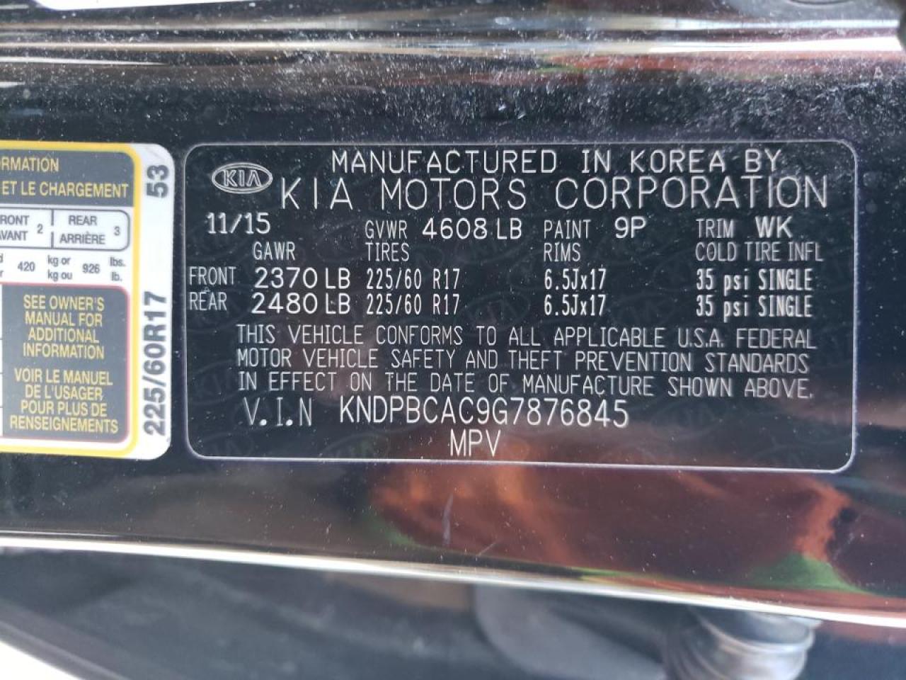 Photo 10 from auction – 2016 KIA SPORTAGE L with VIN KNDPBCAC9G7876845