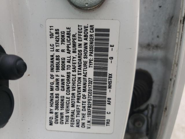 Photo 10 from auction – 2012 HONDA CIVIC LX with VIN 19XFB2F57CE017327