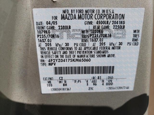 Photo 10 from auction – 2005 MAZDA TRIBUTE S with VIN 4F2YZ04175KM65060