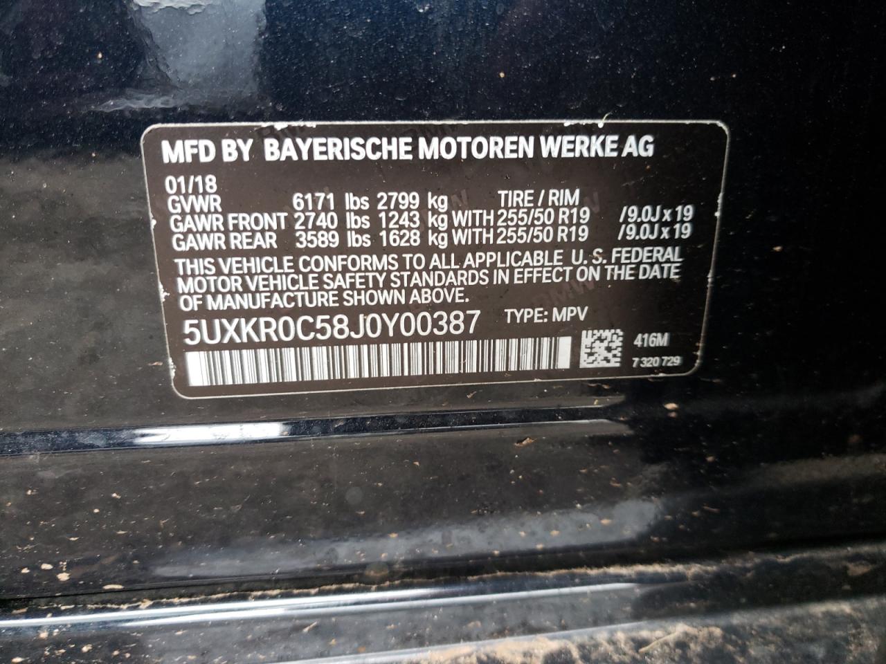 Photo 10 from auction – 2018 BMW X5 XDRIVE3 with VIN 5UXKR0C58J0Y00387