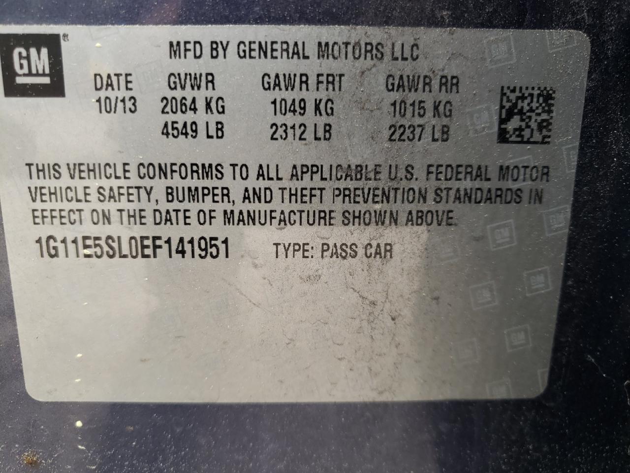 Photo 10 from auction – 2014 CHEVROLET MALIBU 2LT with VIN 1G11E5SL0EF141951