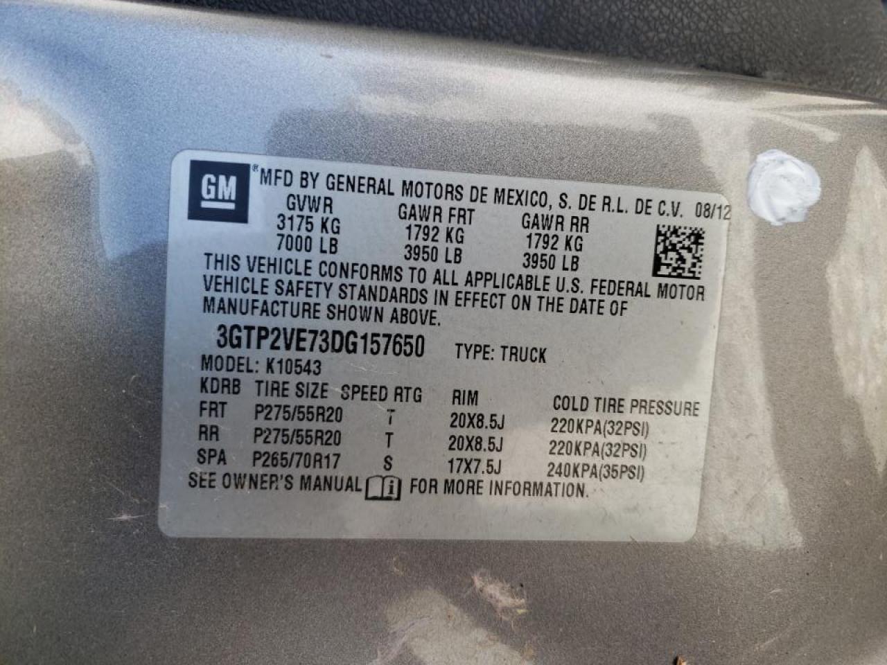 Photo 10 from auction – 2013 GMC SIERRA K15 with VIN 3GTP2VE73DG157650
