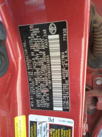 Photo 10 from auction – 2012 TOYOTA CAMRY BASE with VIN 4T1BF1FK9CU543054
