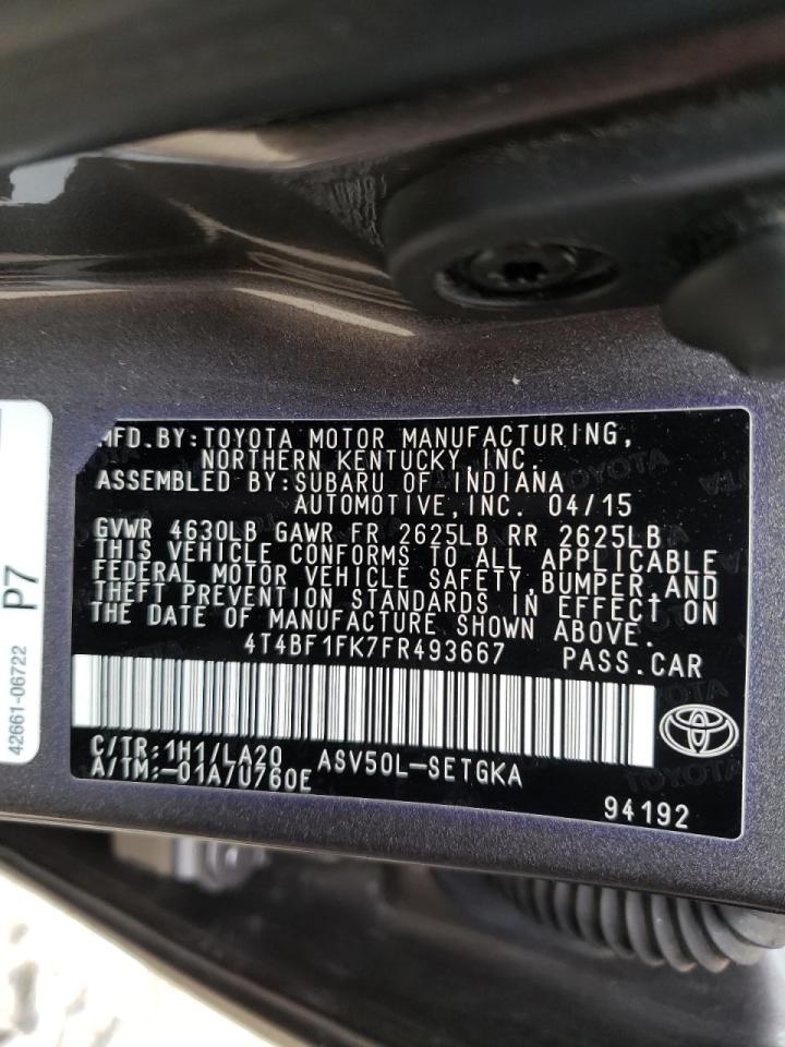 Photo 10 from auction – 2015 TOYOTA CAMRY LE with VIN 4T4BF1FK7FR493667