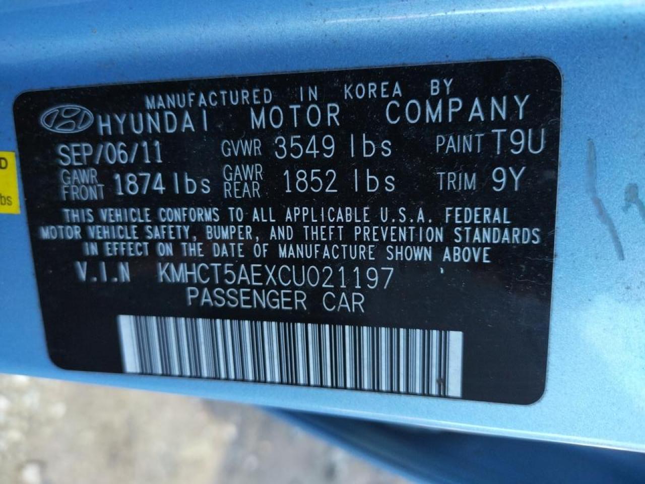 Photo 10 from auction – 2012 HYUNDAI ACCENT GLS with VIN KMHCT5AEXCU021197