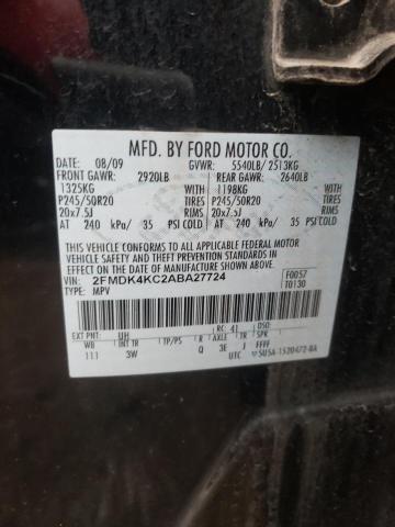 Photo 10 from auction – 2010 FORD EDGE LIMIT with VIN 2FMDK4KC2ABA27724