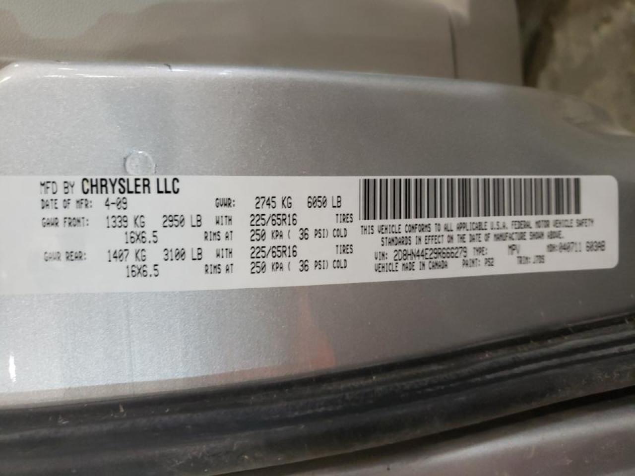 Photo 10 from auction – 2009 DODGE GRAND CARA with VIN 2D8HN44E29R666279
