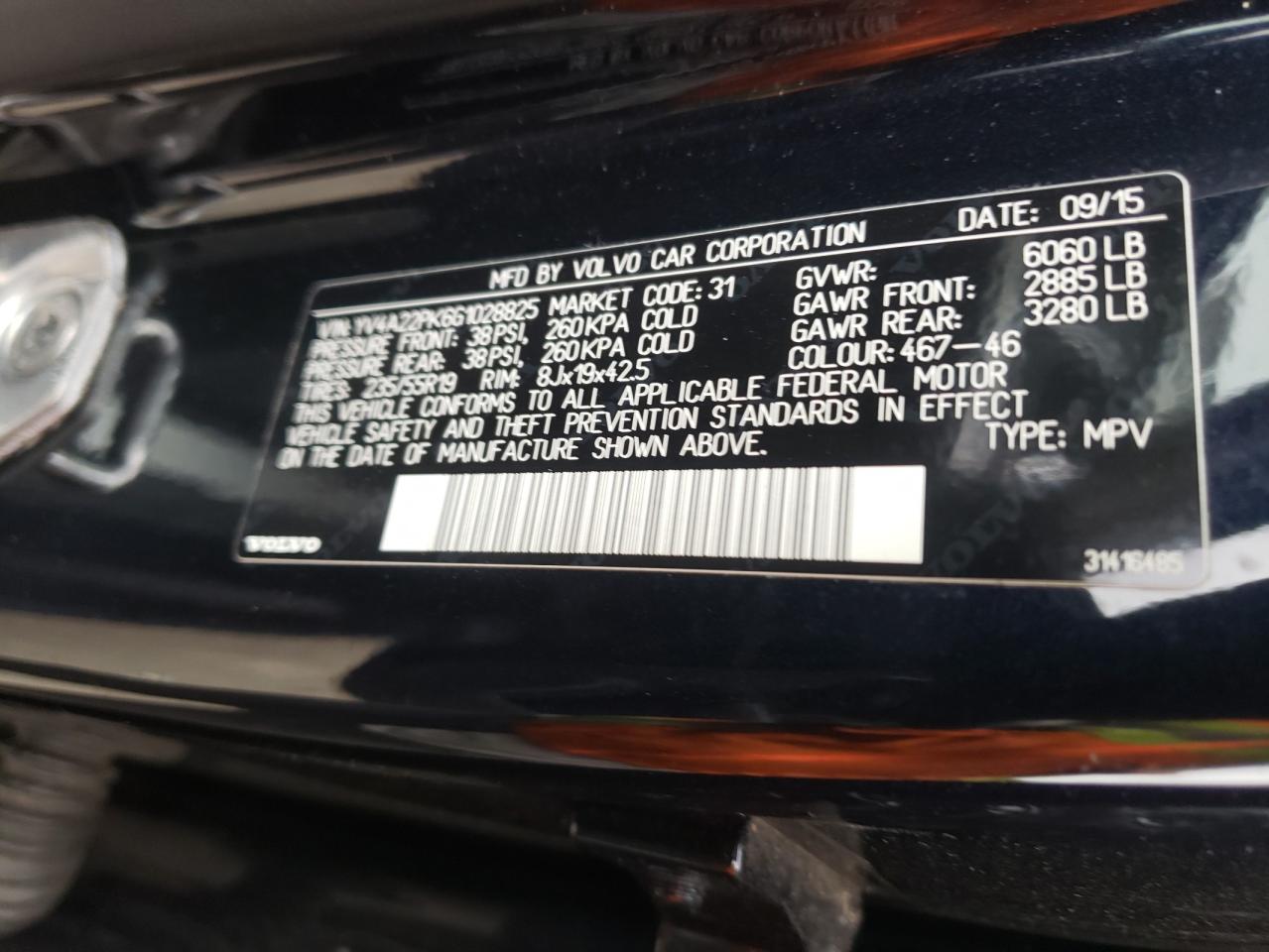 Photo 10 from auction – 2016 VOLVO XC90 T6 with VIN YV4A22PK6G1028825
