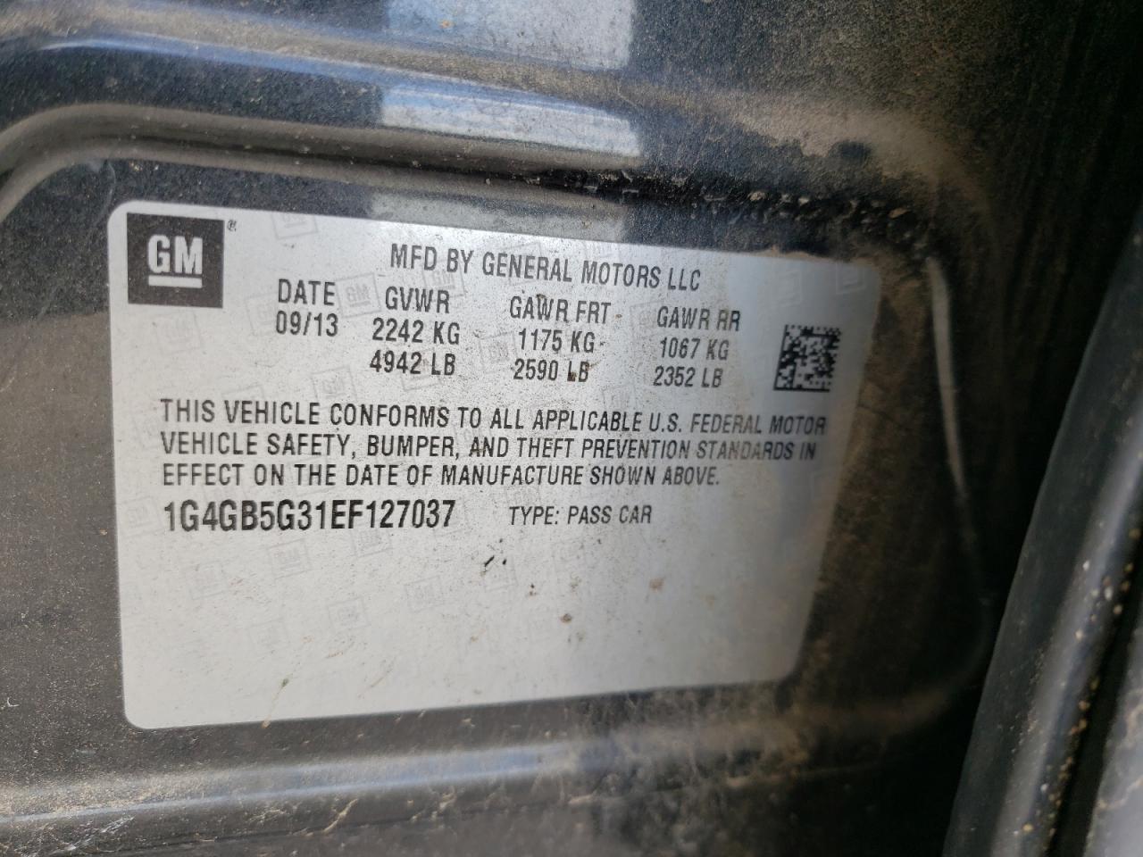 Photo 10 from auction – 2014 BUICK LACROSSE with VIN 1G4GB5G31EF127037