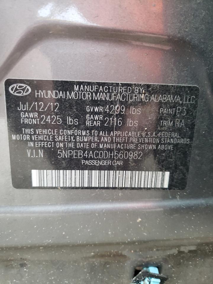 Photo 10 from auction – 2013 HYUNDAI SONATA GLS with VIN 5NPEB4AC0DH560982