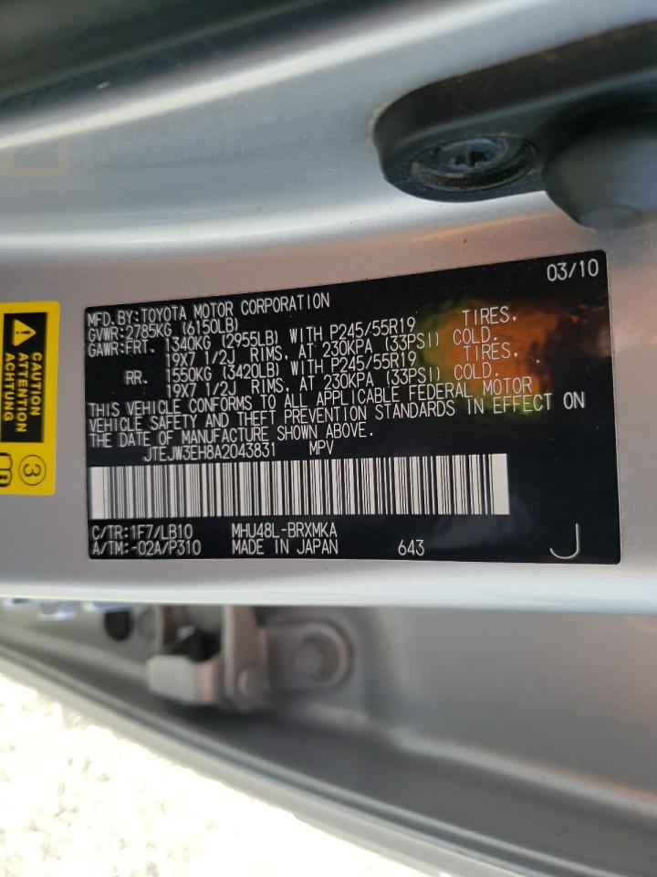 Photo 10 from auction – 2010 TOYOTA HIGHLANDER with VIN JTEJW3EH8A2043831