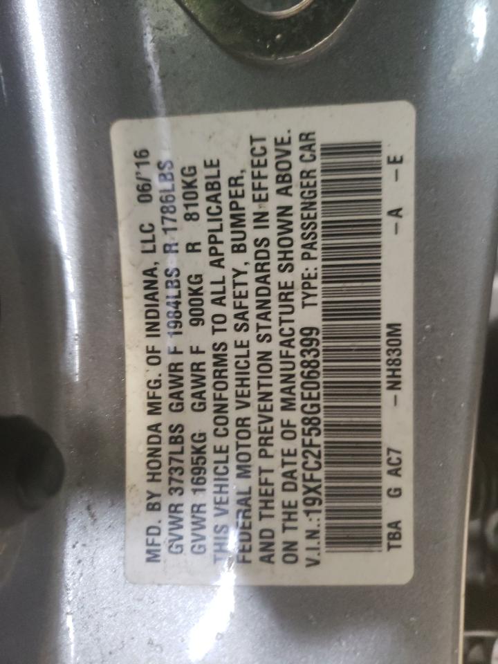 Photo 10 from auction – 2016 HONDA CIVIC LX with VIN 19XFC2F58GE068399