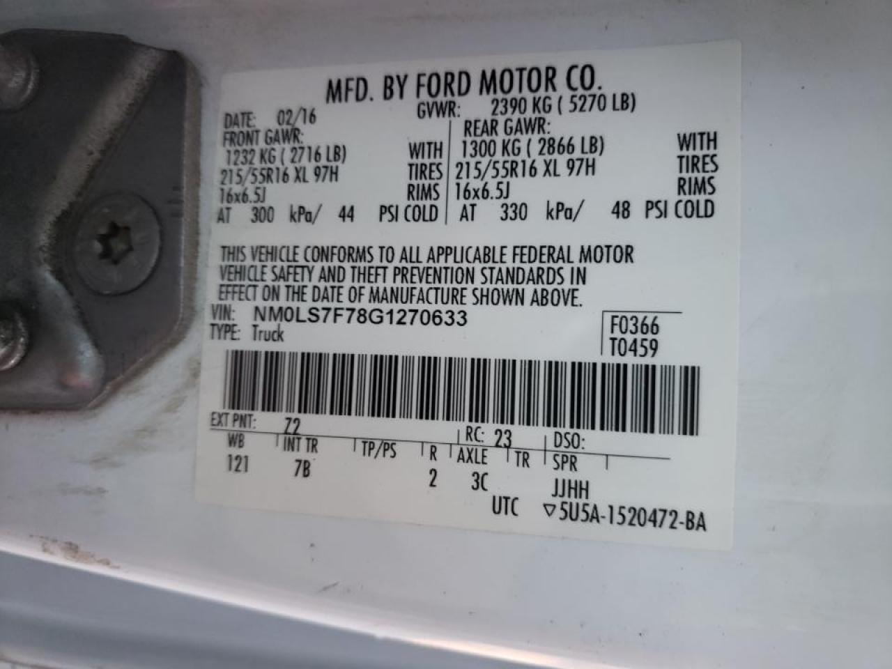 Photo 10 from auction – 2016 FORD TRANSIT CO with VIN NM0LS7F78G1270633