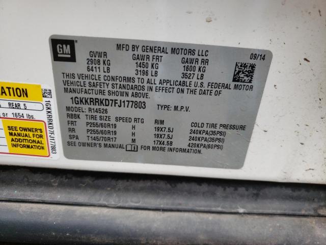 Photo 10 from auction – 2015 GMC ACADIA SLT with VIN 1GKKRRKD7FJ177803