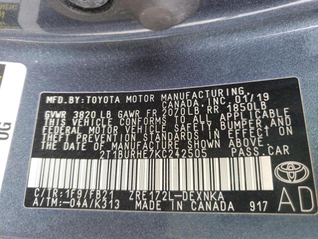 Photo 10 from auction – 2019 TOYOTA COROLLA L with VIN 2T1BURHE7KC242505