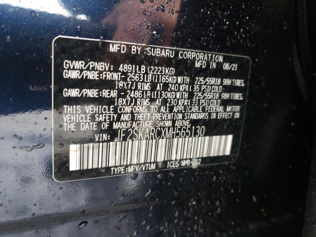Photo 10 from auction – 2021 SUBARU FORESTER S with VIN JF2SKARCXMH565130