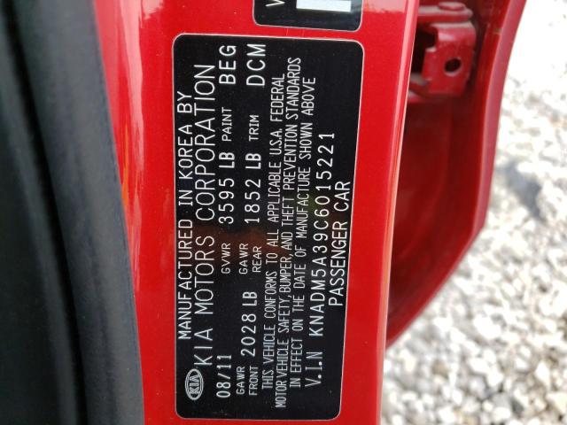 Photo 10 from auction – 2012 KIA RIO LX with VIN KNADM5A39C6015221