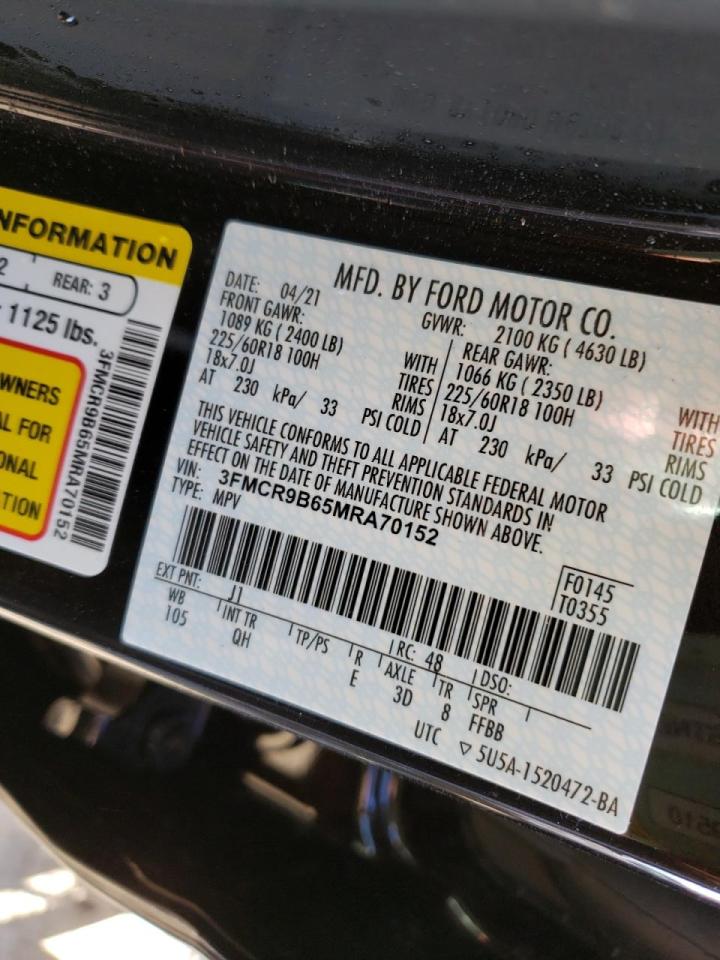 Photo 10 from auction – 2021 FORD BRONCO SPO with VIN 3FMCR9B65MRA70152