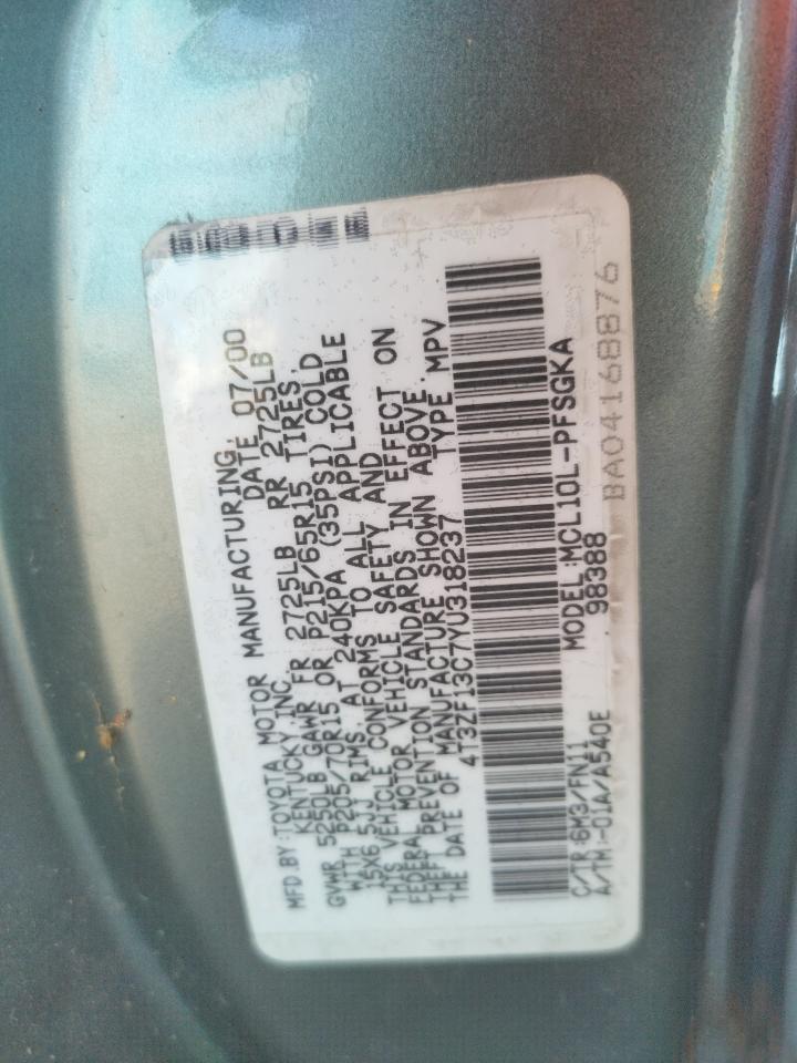 Photo 10 from auction – 2000 TOYOTA SIENNA LE with VIN 4T3ZF13C7YU318237