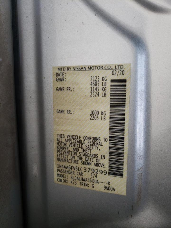 Photo 10 from auction – 2020 NISSAN MAXIMA PLA with VIN 1N4AA6FV5LC379299