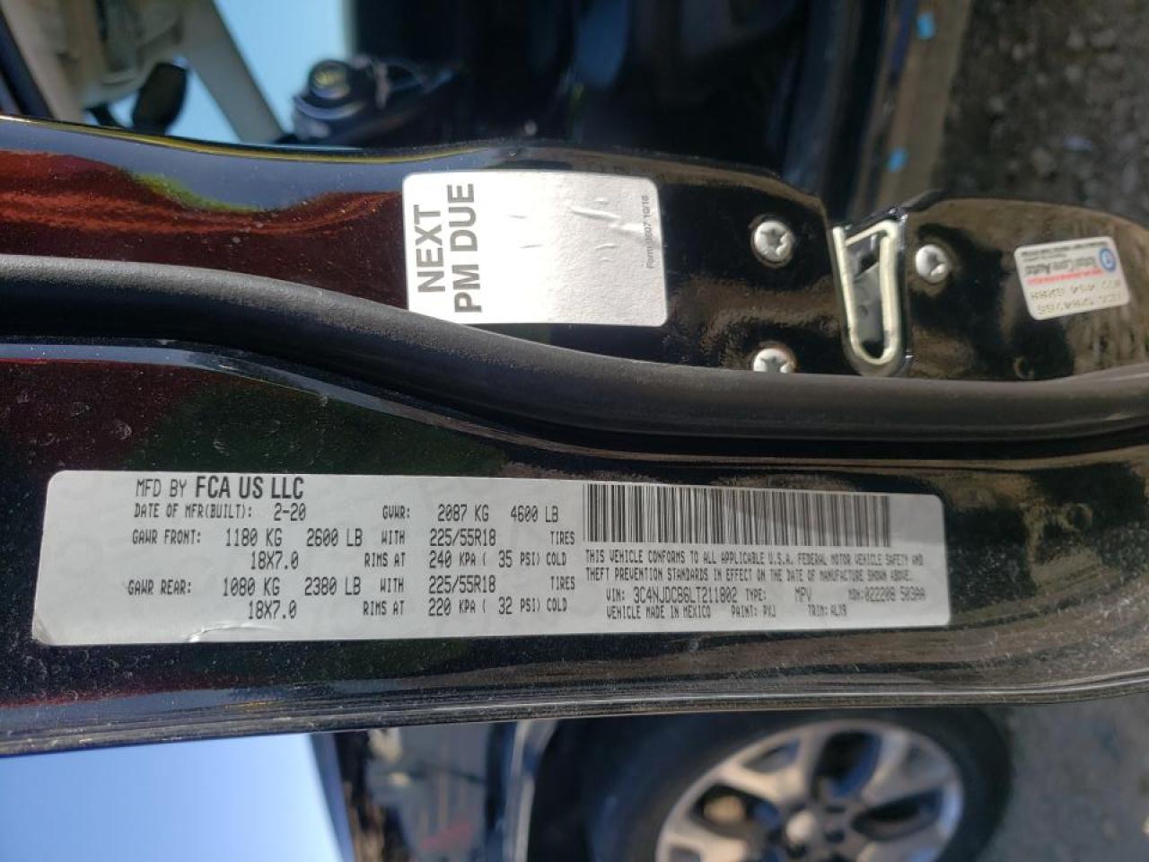 Photo 10 from auction – 2020 JEEP COMPASS LI with VIN 3C4NJDCB6LT211802
