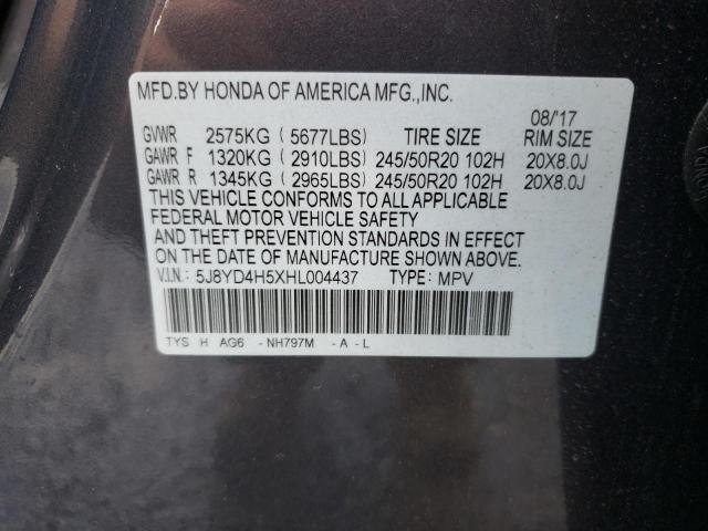 Photo 10 from auction – 2017 ACURA MDX TECHNO with VIN 5J8YD4H5XHL004437