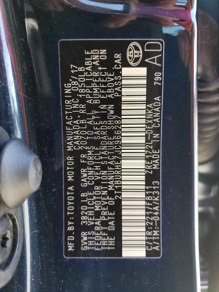 Photo 10 from auction – 2018 TOYOTA COROLLA L with VIN 2T1BURHE7JC966287
