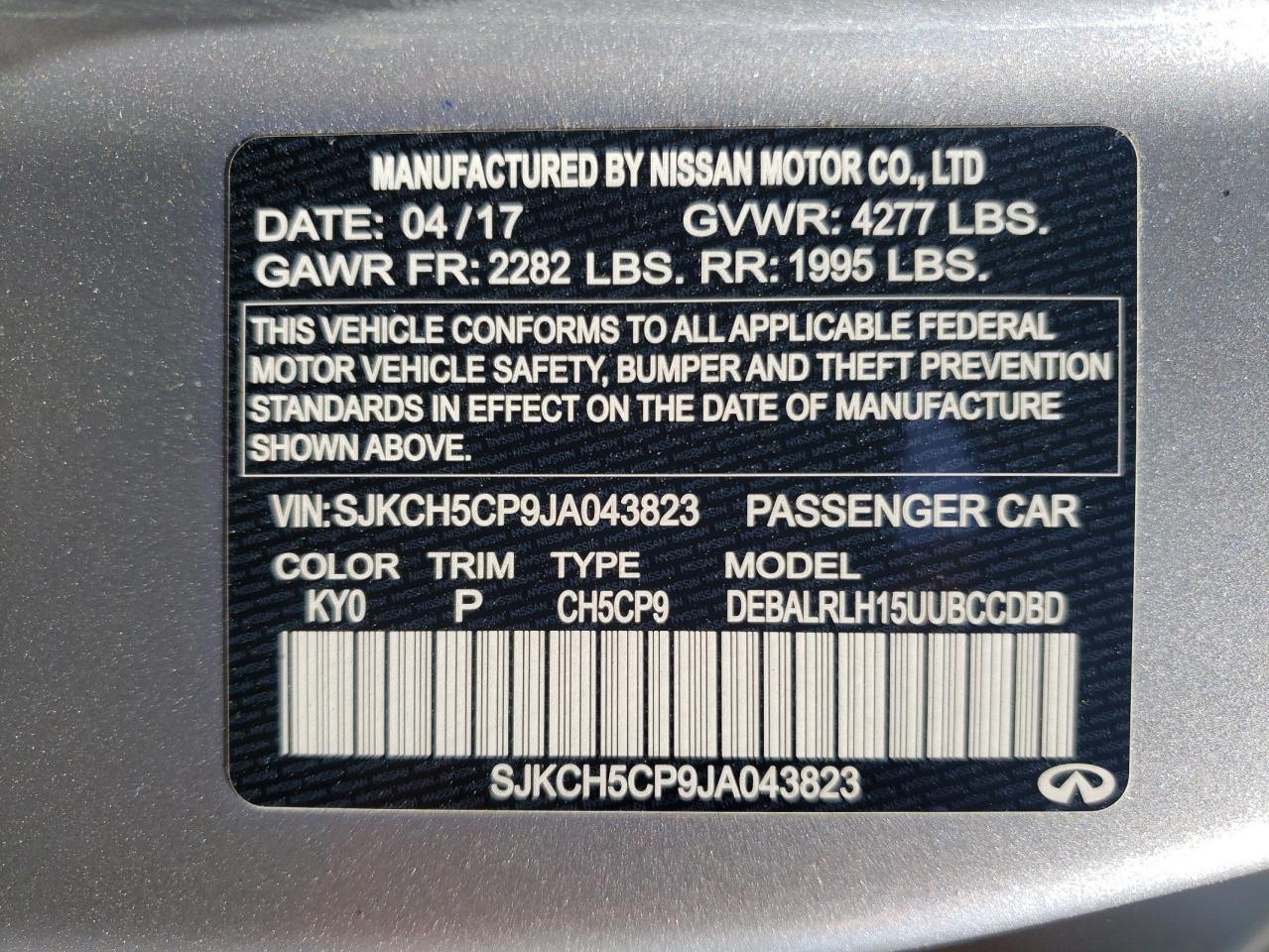 Photo 10 from auction – 2018 INFINITI QX30 BASE with VIN SJKCH5CP9JA043823