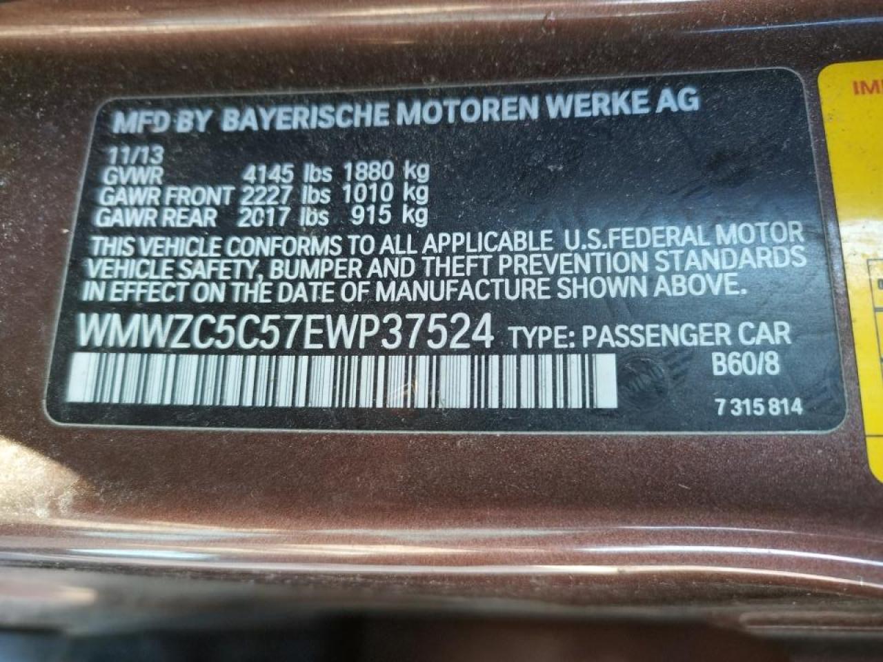 Photo 10 from auction – 2014 MINI COOPER S C with VIN WMWZC5C57EWP37524
