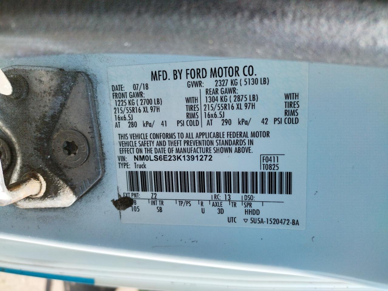 Photo 10 from auction – 2019 FORD TRANSIT CO with VIN NM0LS6E23K1391272