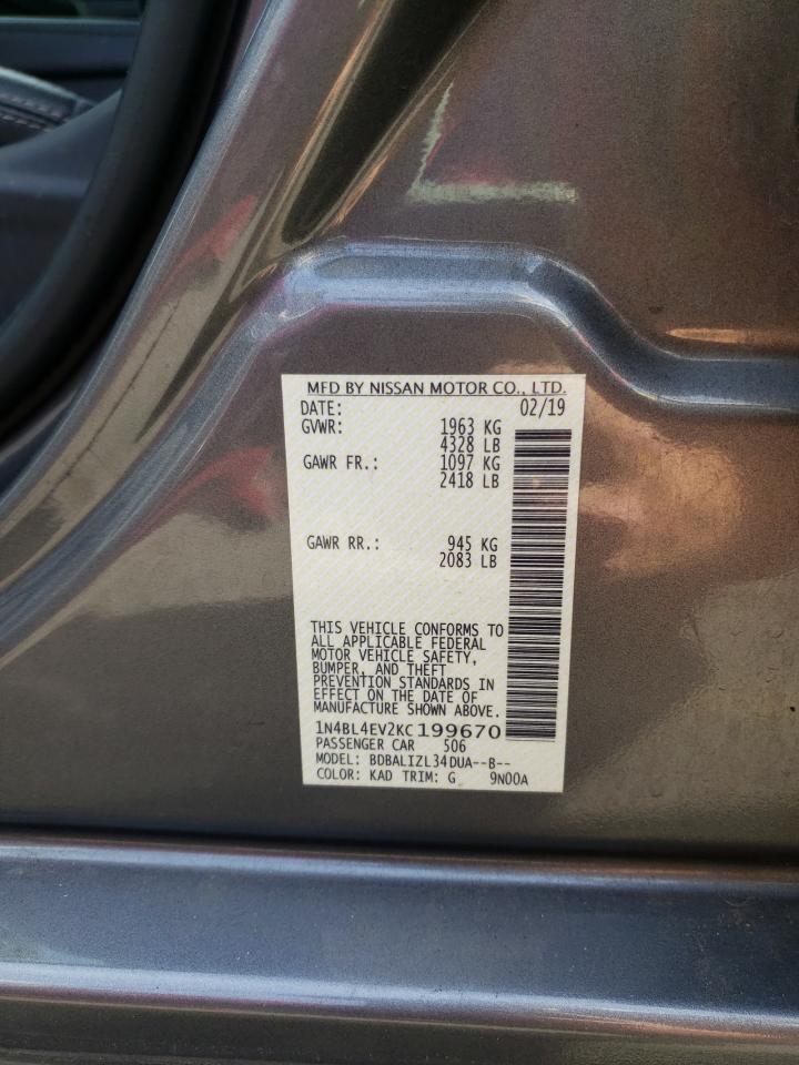 Photo 10 from auction – 2019 NISSAN ALTIMA SL with VIN 1N4BL4EV2KC199670