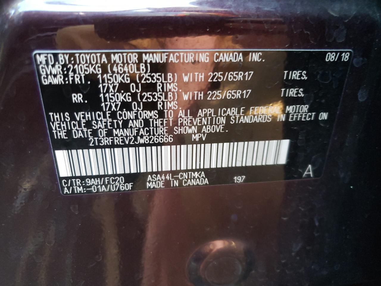 Photo 10 from auction – 2018 TOYOTA RAV4 ADVEN with VIN 2T3RFREV2JW826666