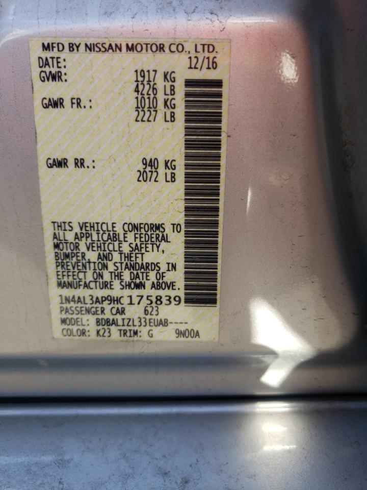 Photo 10 from auction – 2017 NISSAN ALTIMA 2.5 with VIN 1N4AL3AP9HC175839