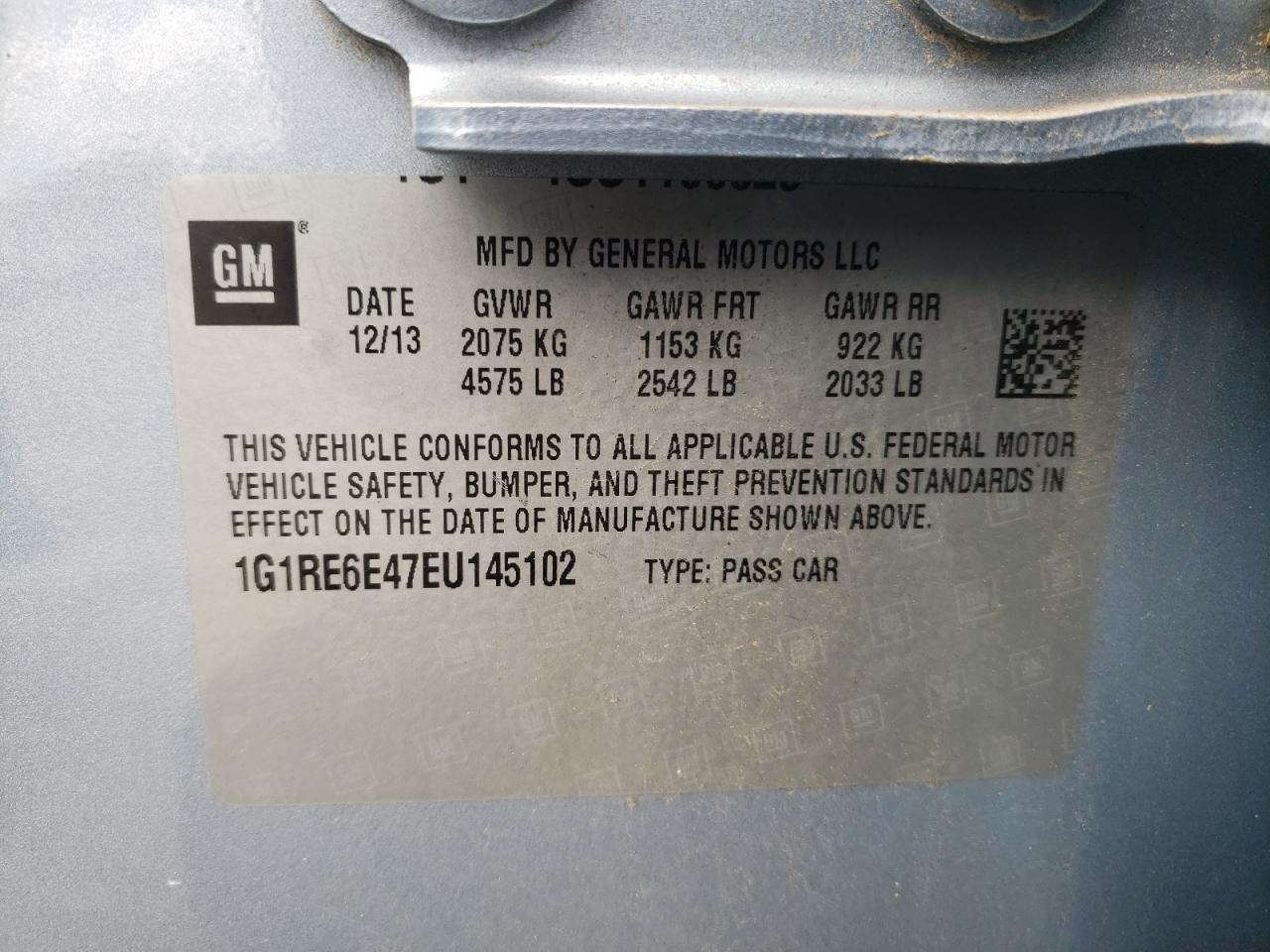 Foto 10 de la subasta – 2014 CHEVROLET VOLT con VIN 1G1RE6E47EU145102