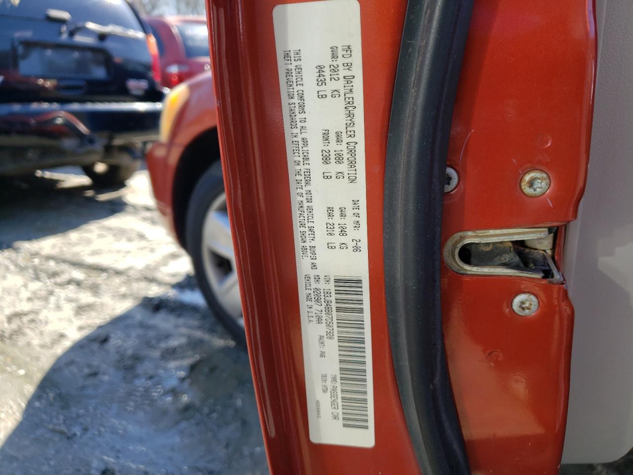 Photo 10 from auction – 2007 DODGE CALIBER SX with VIN 1B3JB48B07D507920
