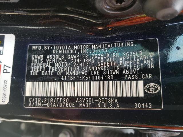 Photo 10 from auction – 2015 TOYOTA CAMRY LE with VIN 4T1BF1FK5FU104180