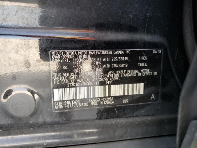 Photo 10 from auction – 2019 TOYOTA RAV4 XLE P with VIN 2T3C1RFV7KC007741