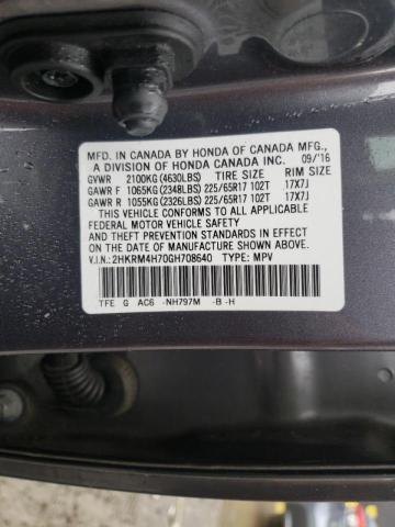 Photo 10 from auction – 2016 HONDA CR-V EXL with VIN 2HKRM4H70GH708640