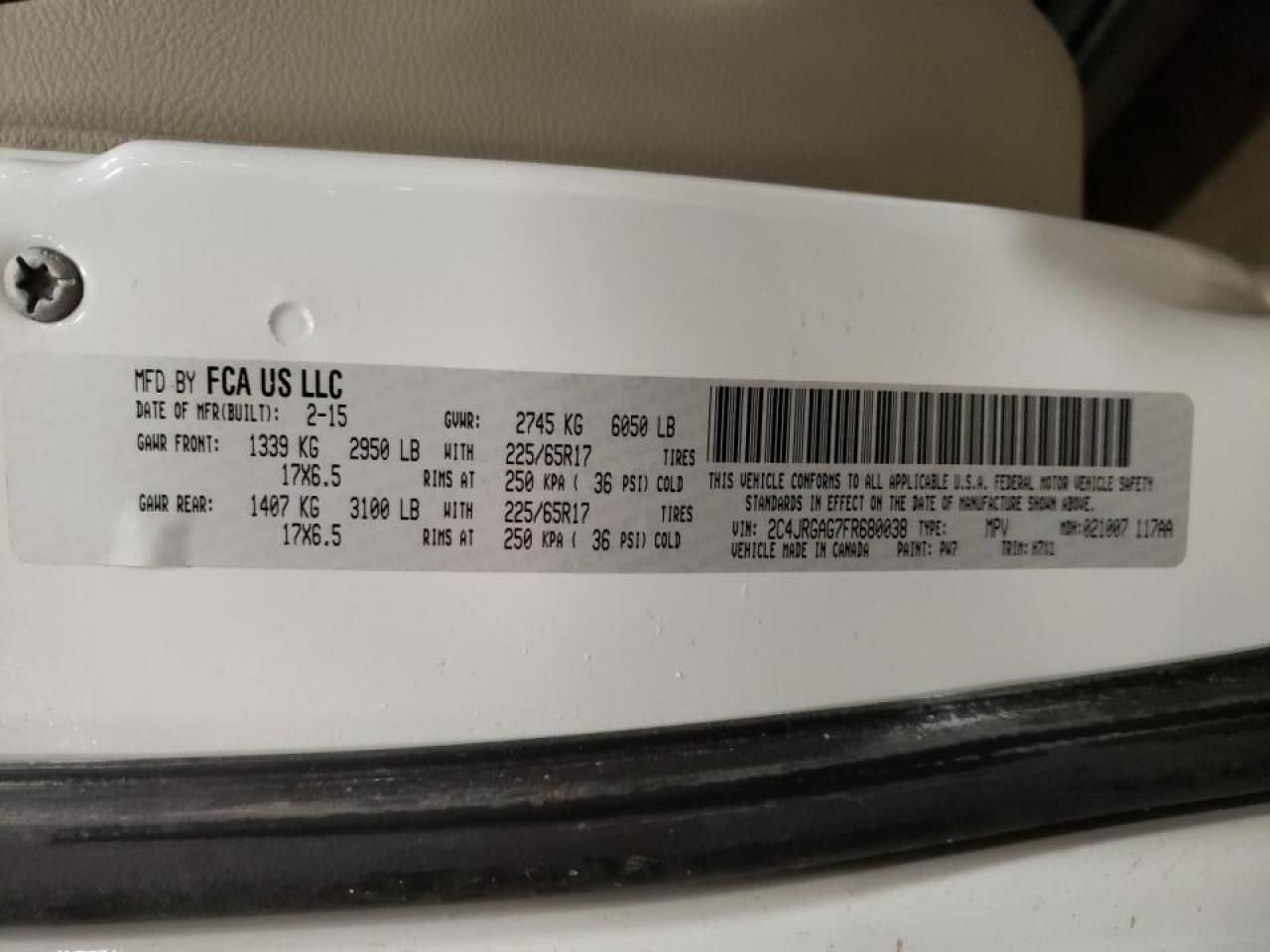 Photo 10 from auction – 2015 RAM TRADESMAN with VIN 2C4JRGAG7FR680038