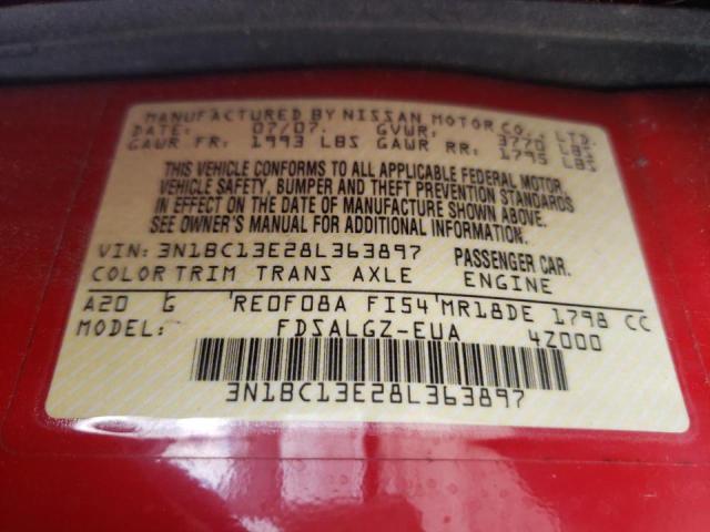 Zdjęcie 10 z aukcji – 2008 NISSAN VERSA S z VIN 3N1BC13E28L363897