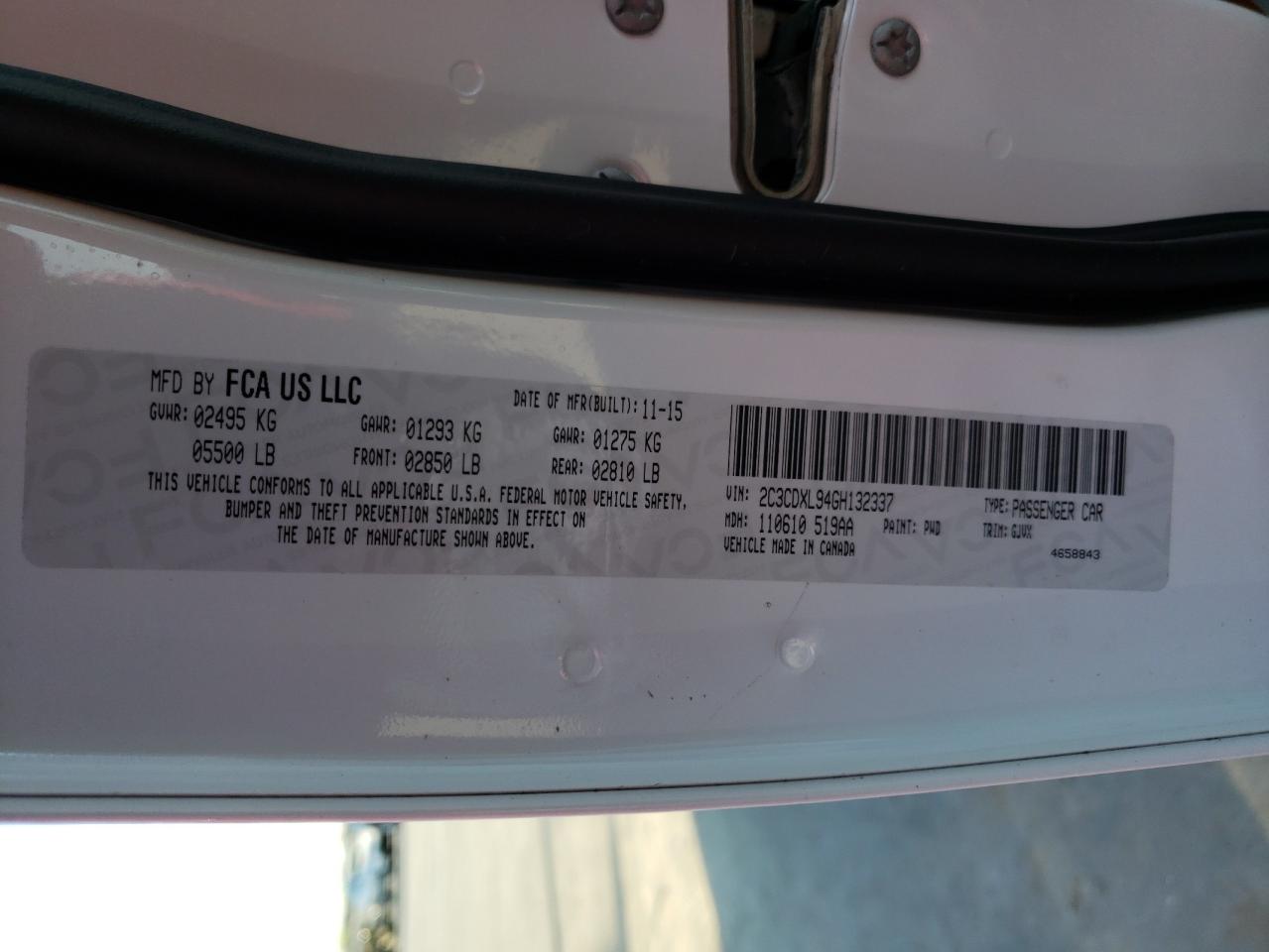 Photo 10 from auction – 2016 DODGE CHARGER SR with VIN 2C3CDXL94GH132337