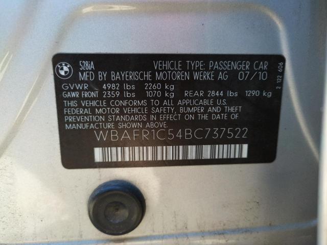 Photo 10 from auction – 2011 BMW 528 I with VIN WBAFR1C54BC737522