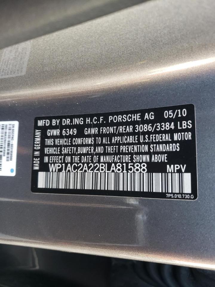 Photo 10 from auction – 2011 PORSCHE CAYENNE TU with VIN WP1AC2A22BLA81588