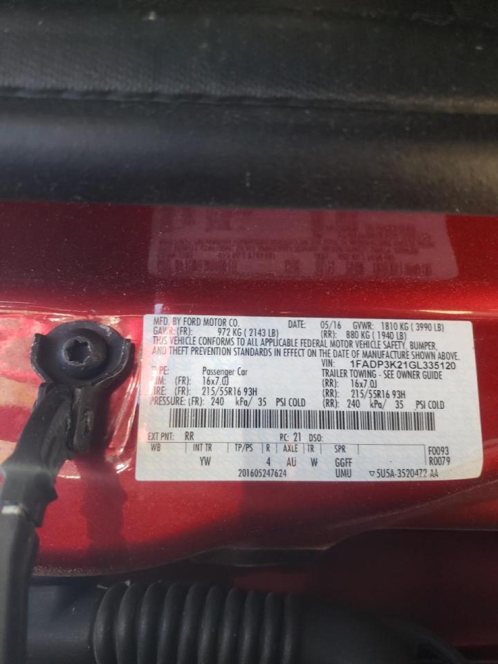 Photo 10 from auction – 2016 FORD FOCUS SE with VIN 1FADP3K21GL335120